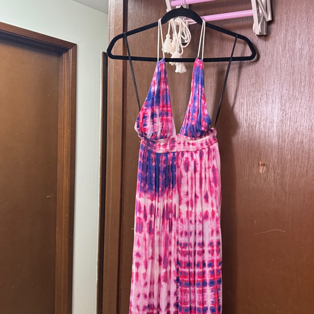 Pink and Purple Tie-Dye Halter Dress